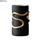 Axyaa Golden Snake Relief Vase for Chic Desk Decor & Artificial Floral Arrangement