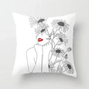 Minimalist White Pillow Cover - Axyaa Portrait Sketch Nordic Cushion