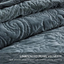King Size Axyaa Luxury Pearl Velvet Quilt Set: Soft Paisley-Stitch Comforter with Shams