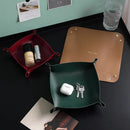Axyaa PU Leather Desktop Storage Tray for Keys, Jewelry, and Cosmetics