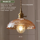 Axyaa Amber Glass Pendant Light Brass Vintage Adjustable Hanging Lamp