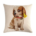 Axyaa Pet Animal Print Linen Pillowcase 45*45cm for Office Sofa Decoration