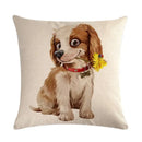 Axyaa Pet Animal Print Linen Pillowcase 45*45cm for Office Sofa Decoration