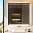 Axyaa 800mm Square LED Bathroom Mirror with Bluetooth - Time, Temperature Display, Anti-fog