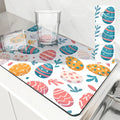 Axyaa Easter Egg Plants Absorbent Rubber Backed Drying Mat for Kitchen & Bathroom