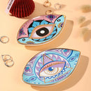 Axyaa Devil Eye Prints Ceramic Jewelry Storage Tray Oval Porch Decor Ornaments