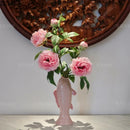 Axyaa Koi Fish Ceramic Vase with Peony Simulation Flower - Artistic Flower Vessel Decor