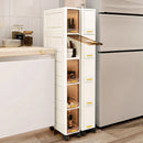 Axyaa Slim Storage Cabinet, 5-Tier Rolling Organizer, Space-Saving Shelf White
