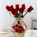 Axyaa Glass Lips Flower Arrangement Home Decoration