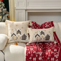 Axyaa Christmas Snowflake Embroidered Pillowcase Set - Beige Cotton Cover - 30x50/45x45cm