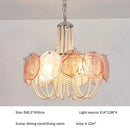 Axyaa Pink Glass Pearl Chandelier - Murano Style Vintage Living Room Light