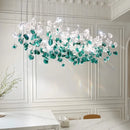 Axyaa Nordic Green Stone Glass LED Pendant Chandeliers for Dining Room