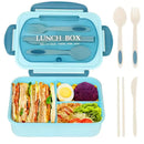 Axyaa 3-Compartment Lunch Box & Tableware Set for School Work Camping Bento Box