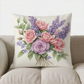 Axyaa Pink & Purple Floral Throw Pillow Cover for Sofa, Bedroom, Car