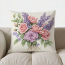Axyaa Pink & Purple Floral Throw Pillow Cover for Sofa, Bedroom, Car