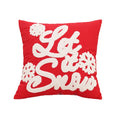 Axyaa Red Canvas Christmas Pillow Cover with Elk & Snowflake Embroidery