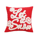 Axyaa Red Canvas Christmas Pillow Cover with Elk & Snowflake Embroidery
