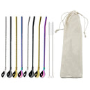 Axyaa Stainless Steel Reusable Colorful Straw Spoon for Cocktails and Coffee