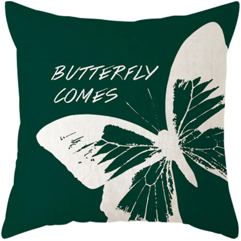 Axyaa Plants Print Linen Cushion Cover for Stylish Home Decor 45*45cm