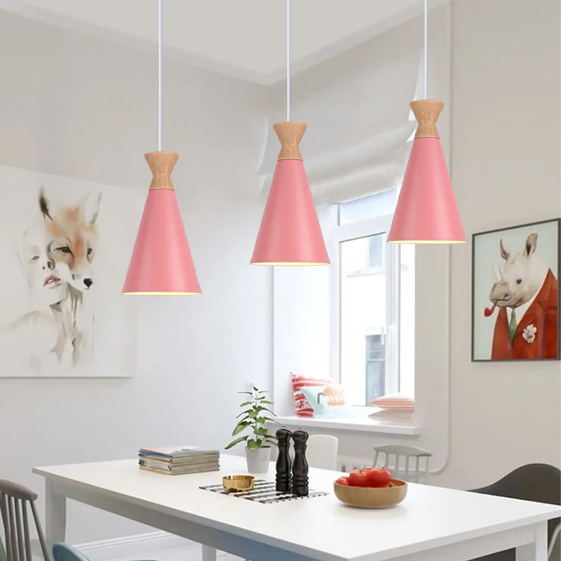 Nordic Wood & Aluminum Pendant Lights by Axyaa - Modern LED Hanging Lamps