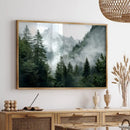 Axyaa Foggy Mountain Forest Canvas Poster for Modern Living Room Decor