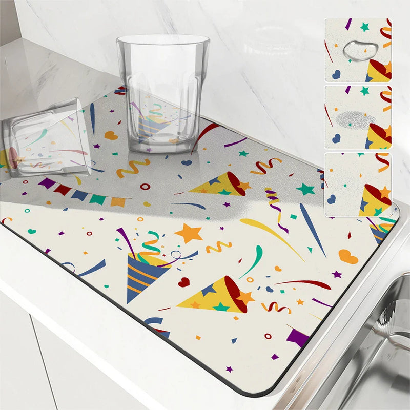 Axyaa Festive Ribbon Kitchen Drying Mat