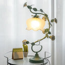 Axyaa Green Flower Table Lamp, Romantic Bedside LED Light for Bedroom Decor