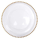 Axyaa Glass Bead Plate: Gold-Plated Round Pearl Steak Plate, Large Size