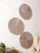 Axyaa Natural Wood Water Ripples Wall Art - Boho Living Room Accent