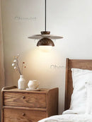 Axyaa Walnut Wood Chandelier Stone Pendant Light - Home Decor Lighting