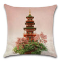 Axyaa Cherry Blossom Mountain Landscape Cushion Cover