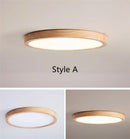 Axyaa Nordic Wood LED Ceiling Light - Thin Profile, Round, Japan Style, Living Room Bedroom Balcony Fixtures