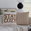 Chenille Embroidered Cushion Cover 18"x18" for Living Room Sofa, Axyaa Beige Pillowcase