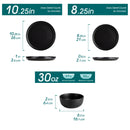 Axyaa Stoneware Black Reactive Glaze Dinnerware Set, Microwave Safe Plates & Bowls