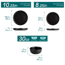 Axyaa Black Reactive Glaze Stoneware Dinnerware Set - 18 PCS, Microwave Safe
