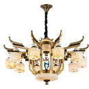 Axyaa Jade Chandelier: Chinese Style Duplex Copper Lamp for Villa Living Room