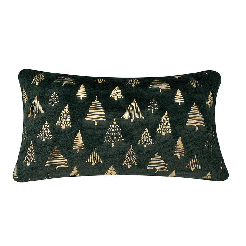 Axyaa Christmas Foil Print Plush Cushion Cover for Living Room and Bedroom