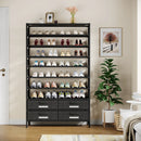 Axyaa 10 Tier Shoe Rack with 4 Bins Drawers, 32 Pairs Vertical Shoe Organizer