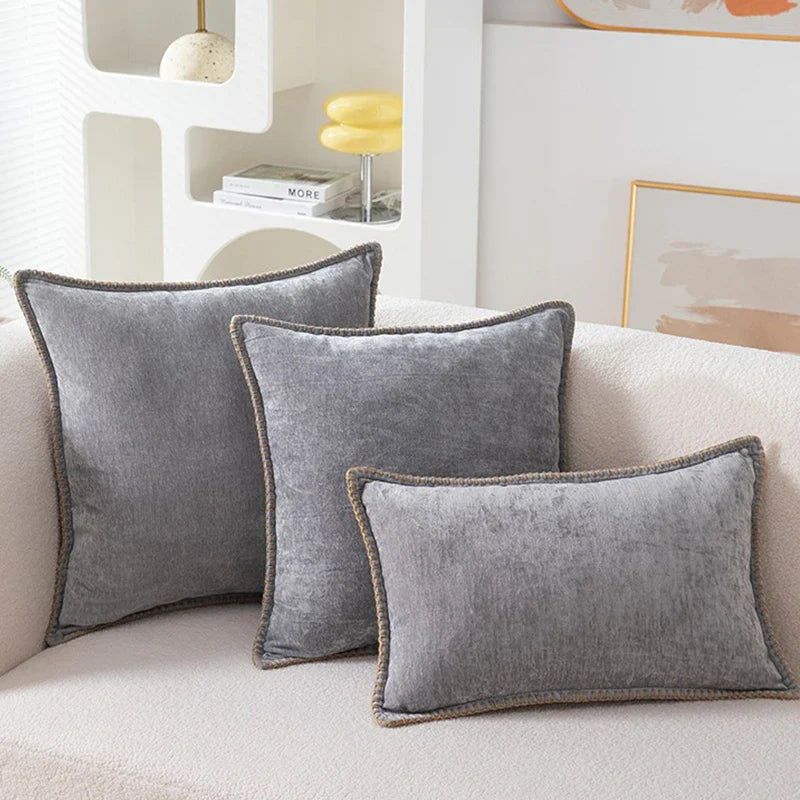 Chenille Throw Pillow Cover 30x50cm Velvet Luxury Cushions for Sofa Bed - Axyaa