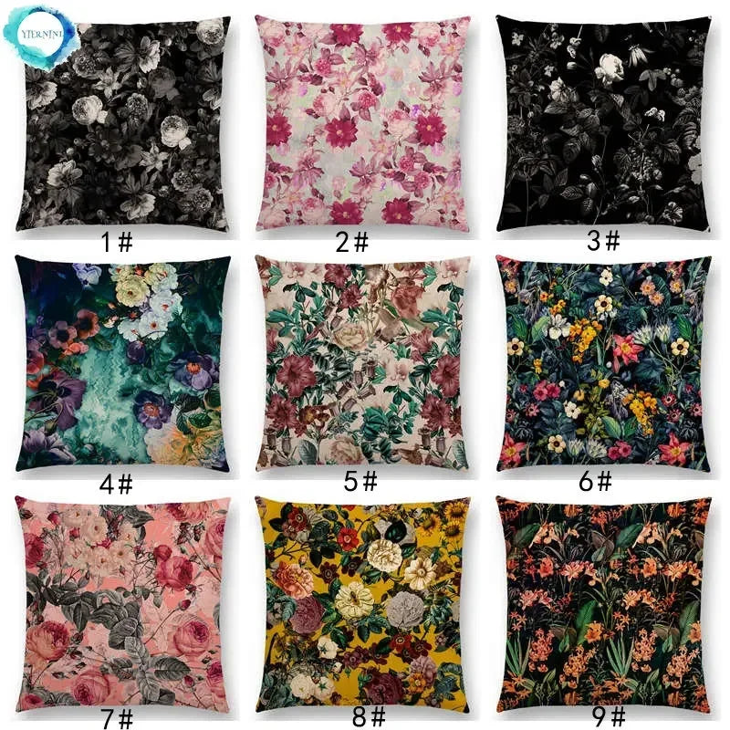 Axyaa Botanical Garden Floral Leaves Print Pillow Case Cover