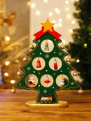 Axyaa Wooden Green Christmas Tree Ornament with Bells - Festive Tabletop Holiday Decor