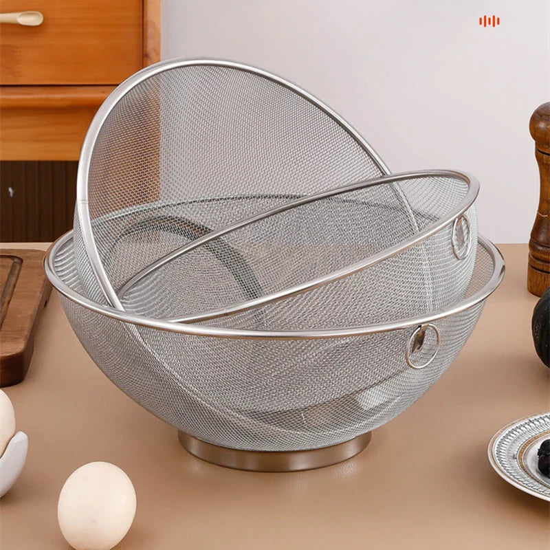Axyaa Stainless Steel Flour Sieve Colander Basket Kitchen Strainer