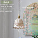 Axyaa Amber Glass Pendant Light Brass Vintage Adjustable Hanging Lamp