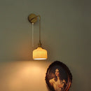 Axyaa Copper Ceramic LED Pull Chain Wall Light Fixture