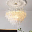 Axyaa Pink & White Glass Art LED Chandelier for Living Room