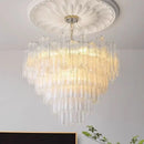 Pink White Glass Art LED Chandelier by Axyaa - Modern Hanging Lamps for Living Room