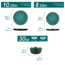 Axyaa 18Pc Green Reactive Glaze Stoneware Dinnerware Set