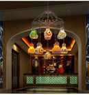 Axyaa Turkish Mosaic Chandelier: Handcrafted Stained Glass Pendant Lamp
