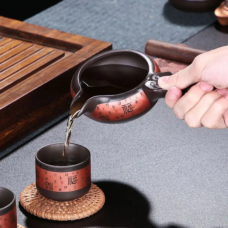 Axya Chinese Kung Fu Tea Set: Top-Grade Bone Teaset with Automatic Brewing