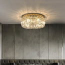 Axyaa Crystal Ceiling Light Fixture LED Chandelier for Bedroom, Modern Steel Design